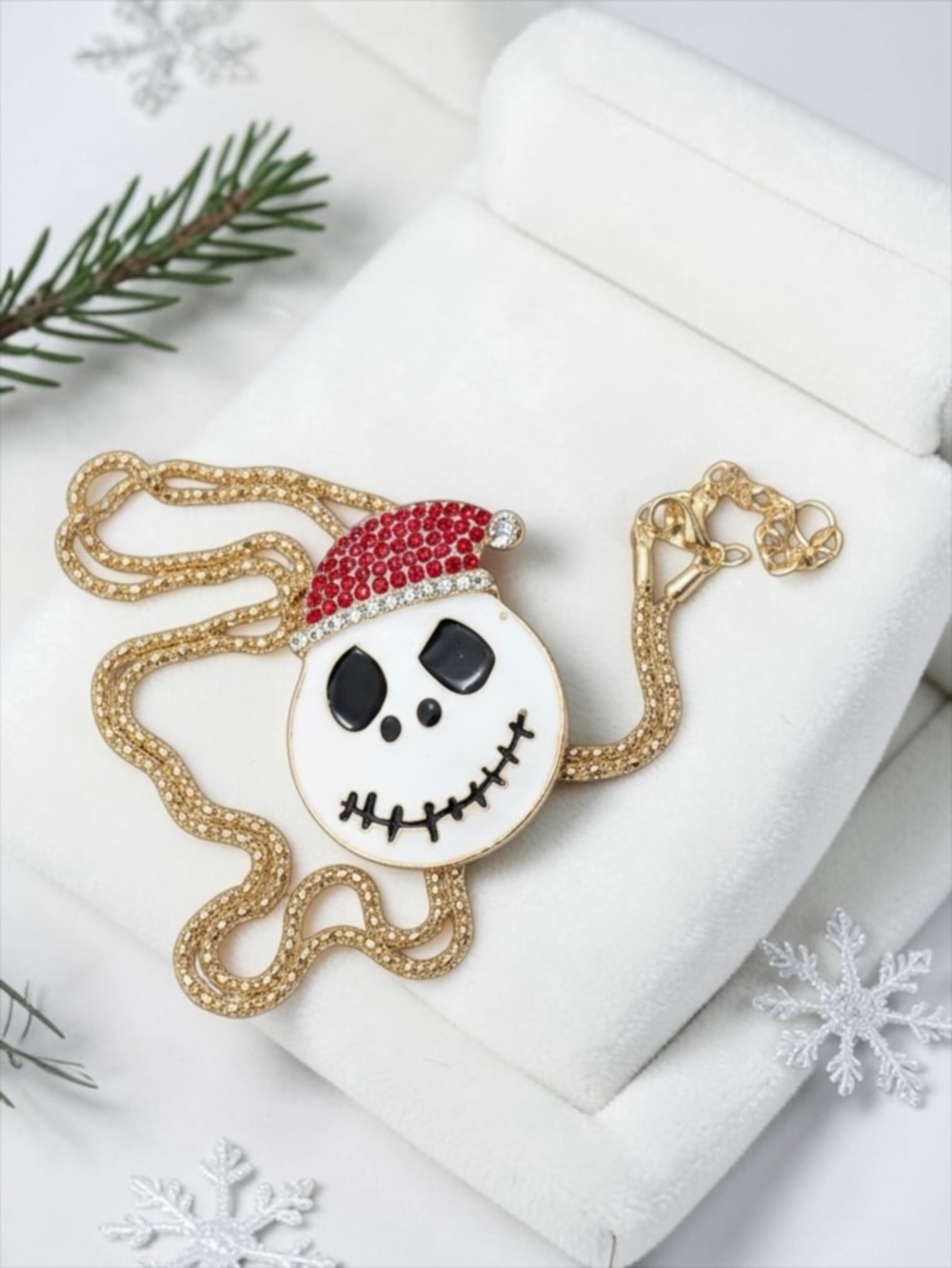 Jack Skellingon ‘Nightmare Before Christmas’ Silver, Red, White, & Gold Necklace